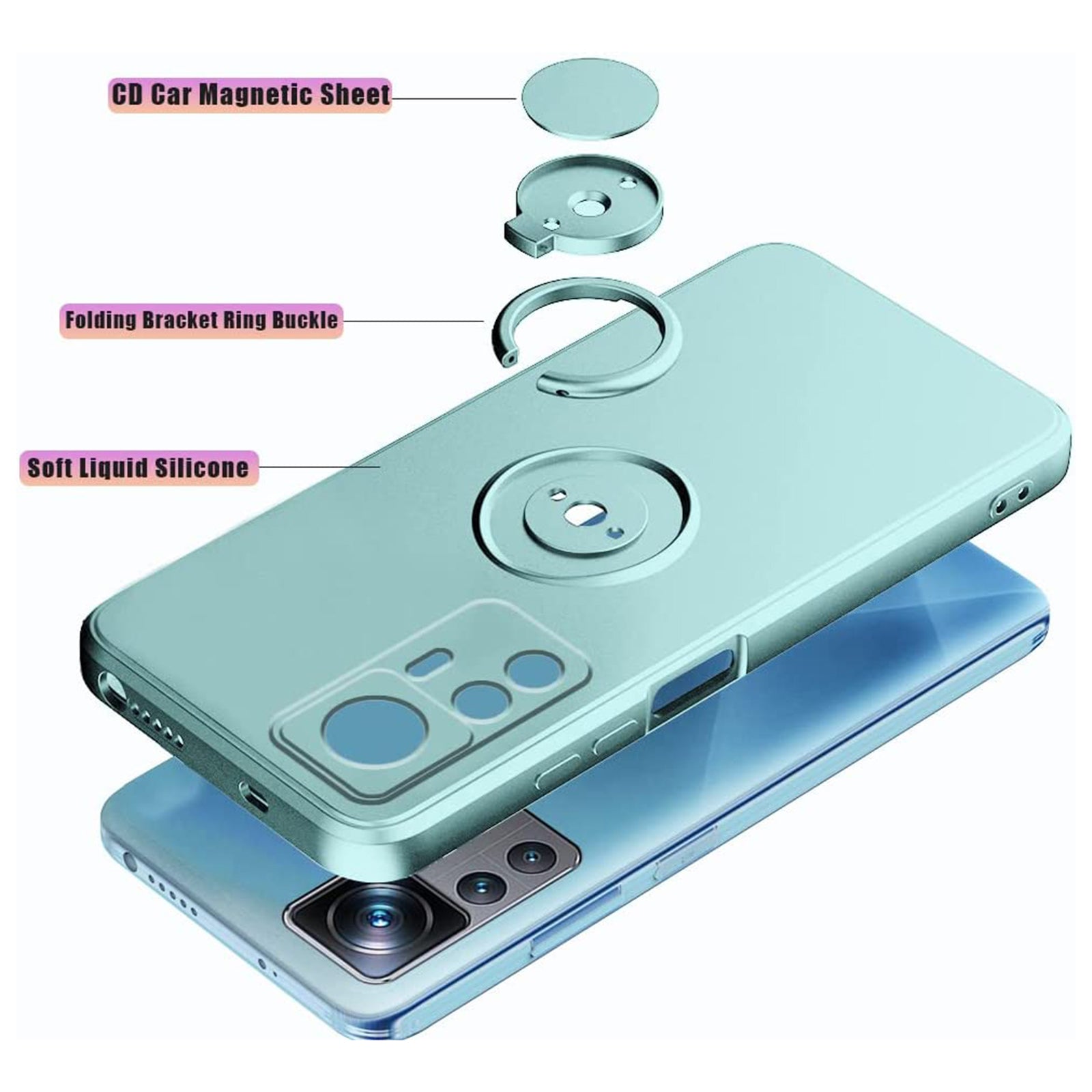 For Xiaomi 12T 5G Redmi K50 Ultra 5G Ring Kickstand Liquid Silicone Phone Case Cell Phone Cover with Lanyard For Xiaomi 12T 5G Redmi K50 Ultra 5G Ring Kickstand Liquid Silicone Phone Case Cell Phone Cover with Lanyard